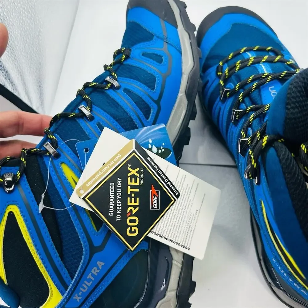 Salomon X Ultra Mid 2 GTX Men's Hiking Boots Goretex Blue Yellow | Size 10 US